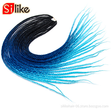 Wholesale Ombre Blue 24 inch Heat Resistant Fiber Bulk Box Braid Crochet Braids 24 Roots/pack Synthetic Braiding Hair Extensions